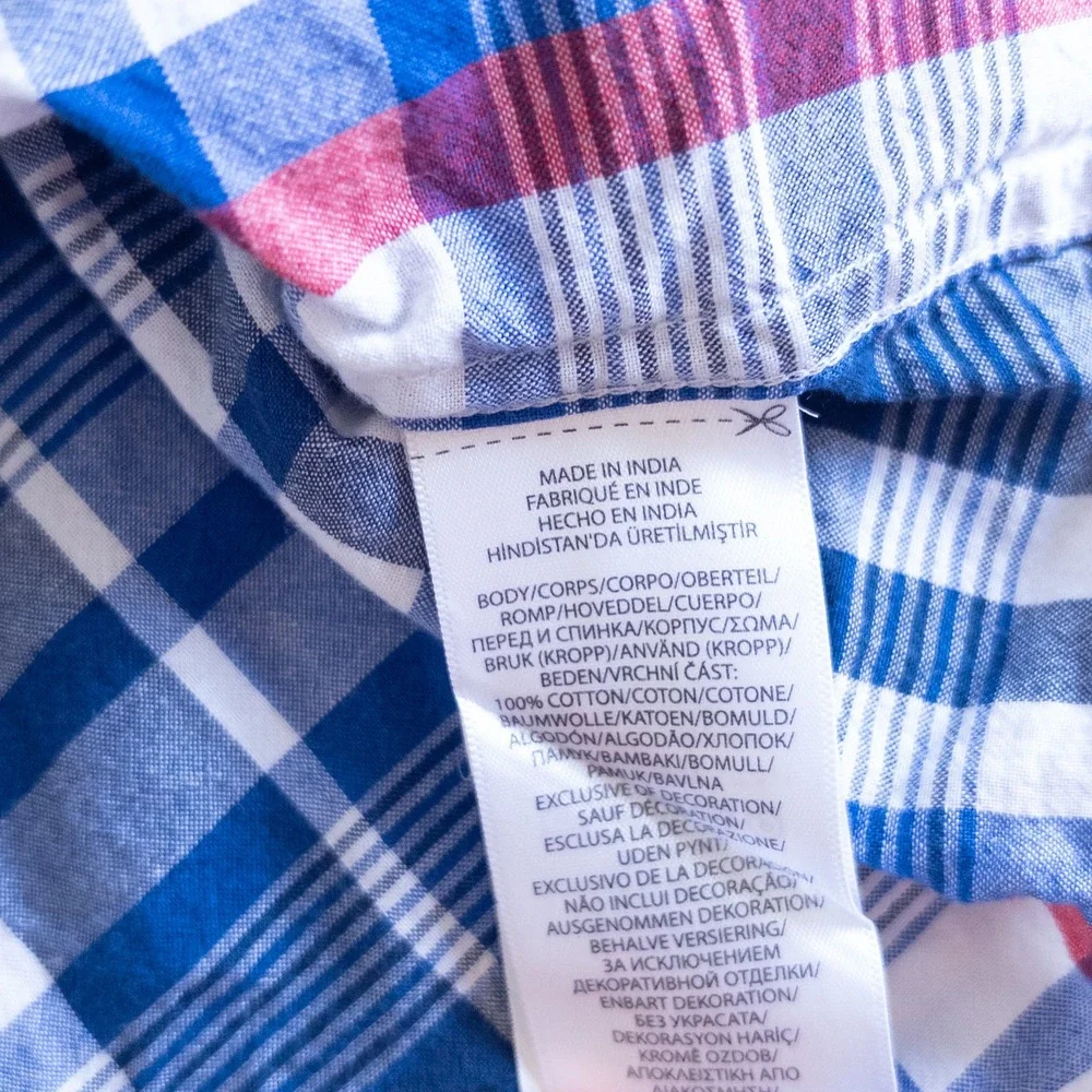 Ralph Lauren Plaid Button Down Shirt Blue White Red Short Sleeve Toddler 2T